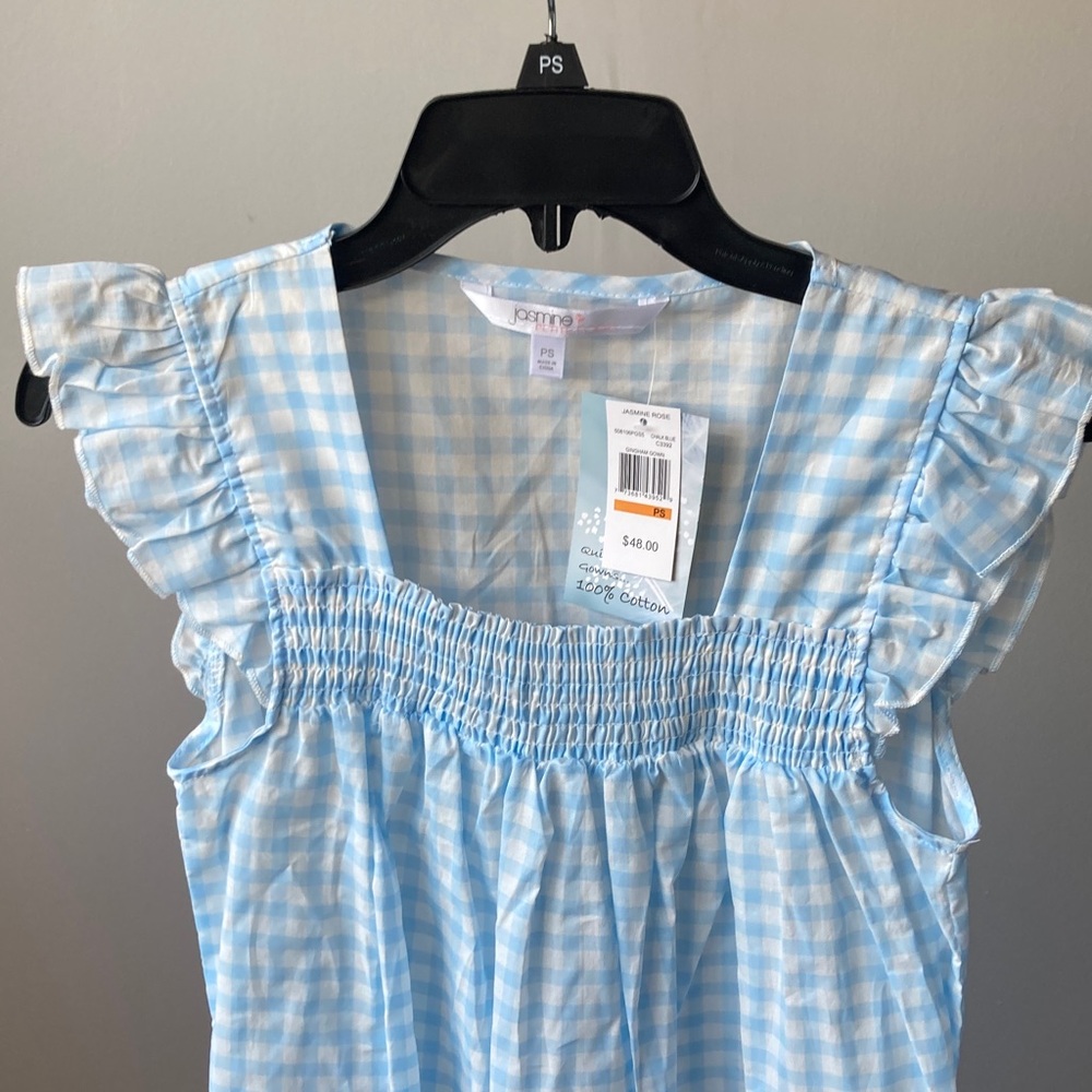 Jasmine Rose Petite gingham print nightgown cotton lightweight smock detail PS - Picture 10 of 17